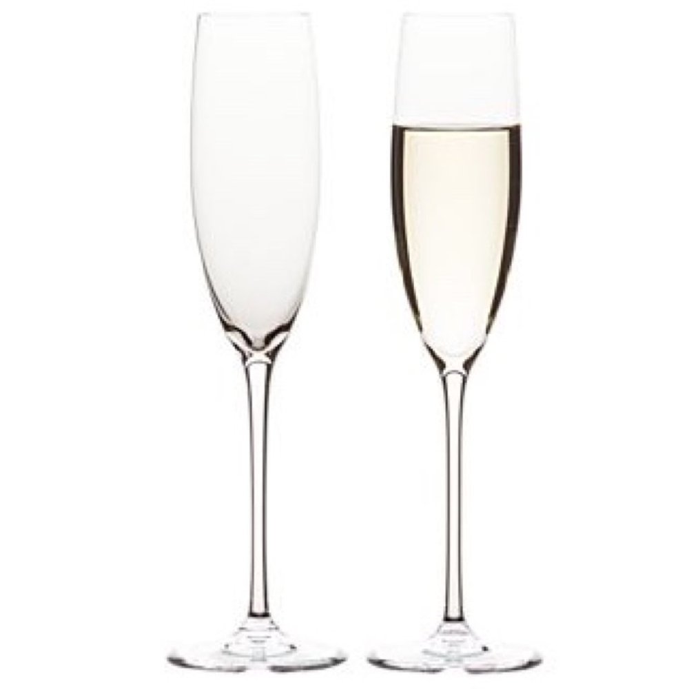 NIB Crate & Barrel Aria Champagne Flutes (4)